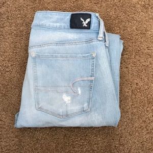 American eagle light wash holy jeans!